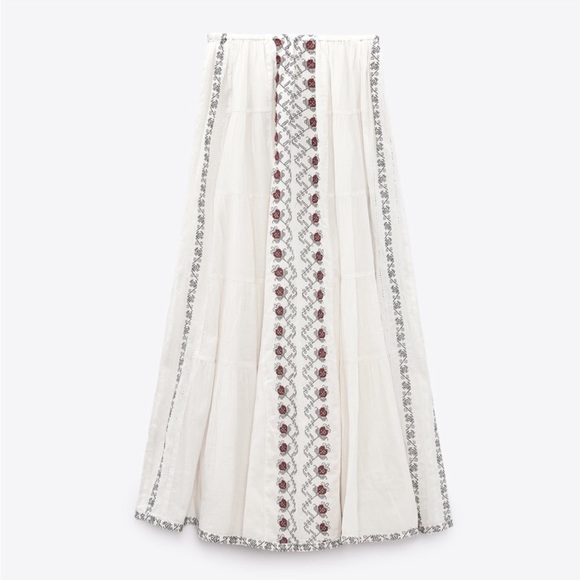 Zara NWT Embroidered Long Skirt size XS-S - Picture 5 of 17